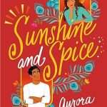 Illustrated cover with a red background, featuring a South Asian woman in the top right and a South Asian man in the lower left, generally looking toward one another, with the title in the centre, with a peacock feather design around each person.
