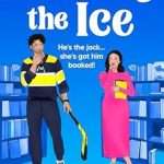 Illustrated cover with a bright blue background showing blue bookshelves filled with blue books, standing in between the shelves are a white couple, a tall handsome guy in hockey gear and a woman with long dark hair in a pink dress (who is not at all as curvy as the book's character, so disappointing).