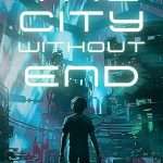 Kind of anime-looking SFF cover in blues with some green and purple, showing a city which has diffuse light and looks a little bit like the inside of a computer. A young man (I think) stands with his back to our view, looking at the vastness of the city in front of him.