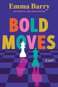 Illustrated cover with a deep purple background featuring a purple and black chessboard in the lower half with a white king and a green queen piece on the board. The white king has a shadow of a man in pink, the green queen has a shadow of the legs of a woman also in pink. The title, which takes up most of the top half of the cover is in alternating bright colours of red, pink, green and gold/mustard yellow.