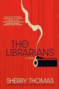 Red background with a subtle dark stripe with the title in black modern font in the across the centre in two lines, the "the" slightly to the left. Underneath the title is the barrel of a gun coming from the right and smoke coming from the end of the barrell which wafts up into a cream silhouette of a woman's face. The author's name is in smaller, white narrow font across the bottom of the cover.