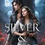 A very good-looking white couple, hide behind a tree in a field of red roses with a castle bridge in the background. It is night and there is a full moon. He stands behind her and has his arm around her shoulder, his head turned to listen. He wears a charcoal grey tunic, open at the throat and metal bracers. He has dark, longish hair and is clean shaven. She has dark flowing hair and wears a circlet of small white flowers. She is in a silver grey gauzy dress and has a dagger at her belt.