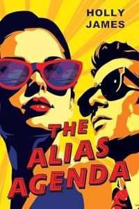 cartoon style illustrated cover with a yellow/orange sunray style background featuring the faces of two attractive white people, a woman on the left and a man on the right, both looking very cool and wearing sunglasses - hers have red frames and blue lenses, his are black on black. The title is in red.